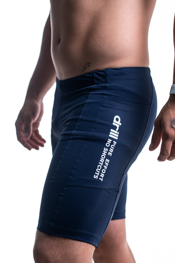 short running compression faded blue