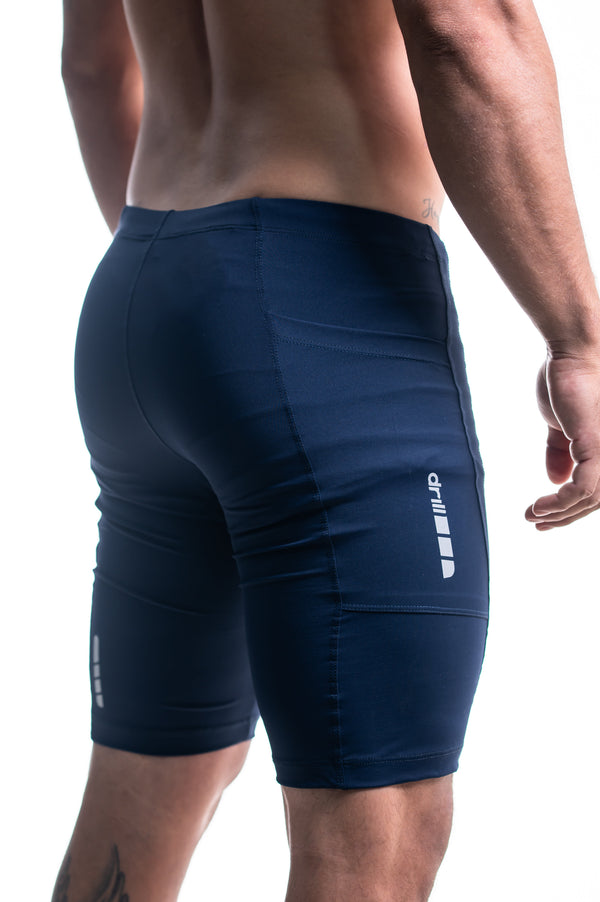 short running compression faded blue