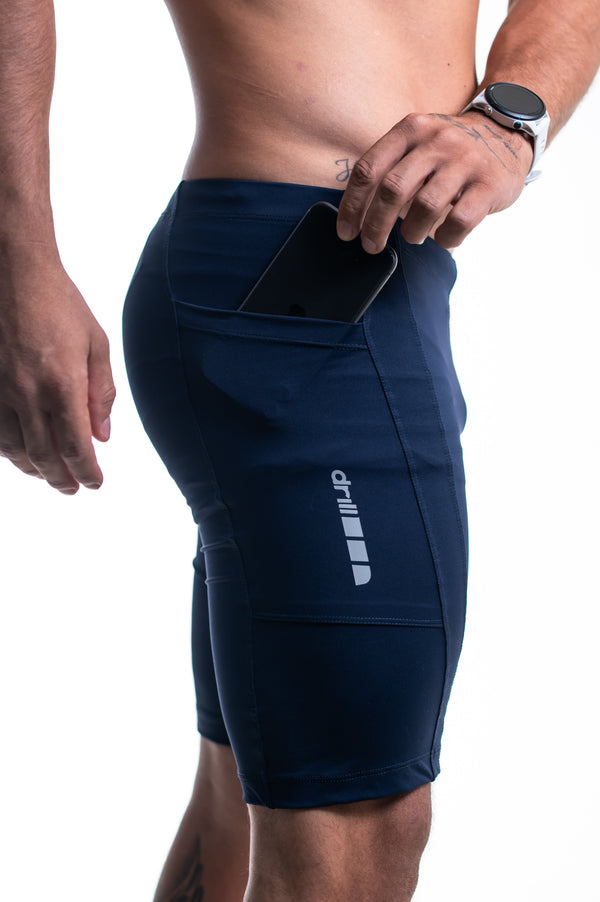 short running compression faded blue