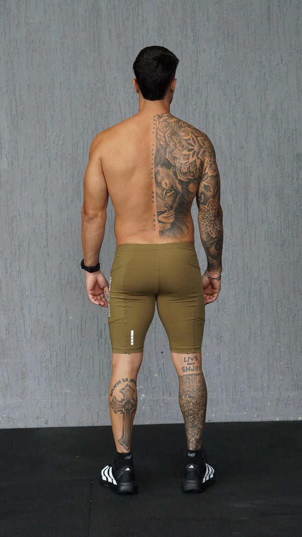 short running compression faded olive