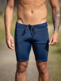 navy blue faded compression shorts Drill